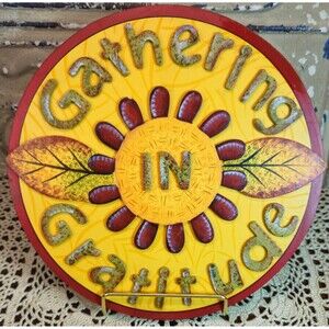Debbie Mumm Gathering In Gratitude Wall Hanging Thanksgiving 9" (read)